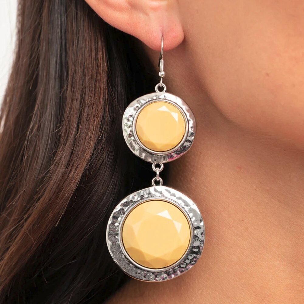 Paparazzi Jewelry Accessories - Thrift Shop Stop - Yellow Earrings - Vintage